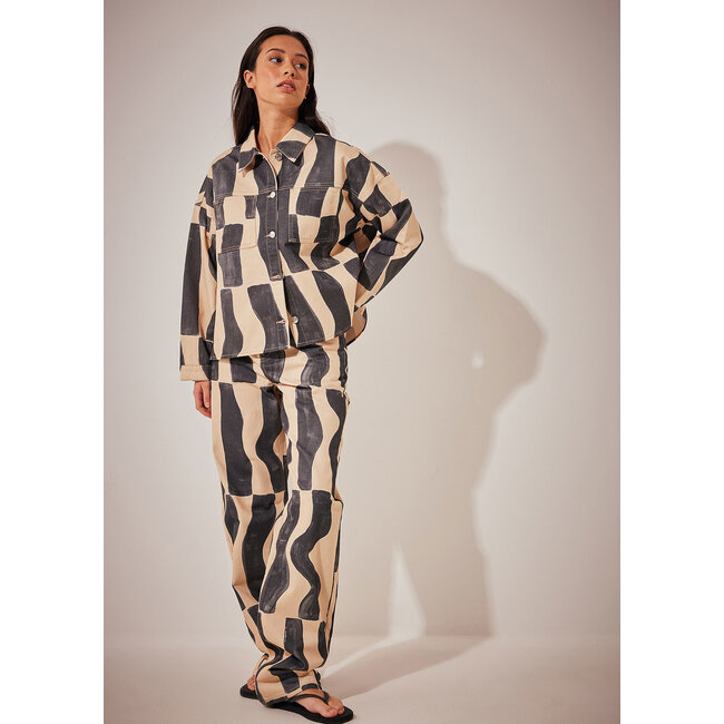 NA-KD Soft Denim Overshirt Black Stripe