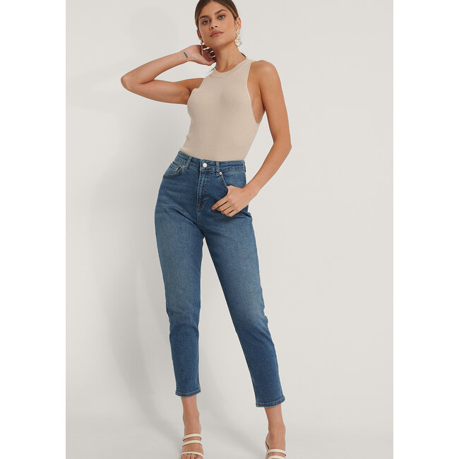 NA-KD Comfort Mom Jeans Mid Blue