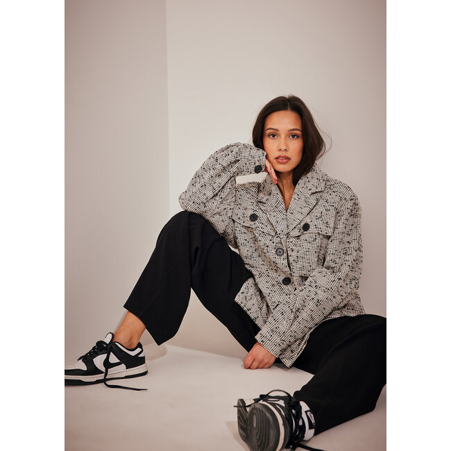 NA-KD Oversized Tweed Jacket Ecru
