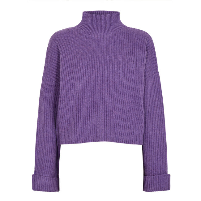 CO'COUTURE Row Box Crop Knit Violet