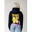 COLOURFUL REBEL Flower Cropped Raw Edge Hoodie