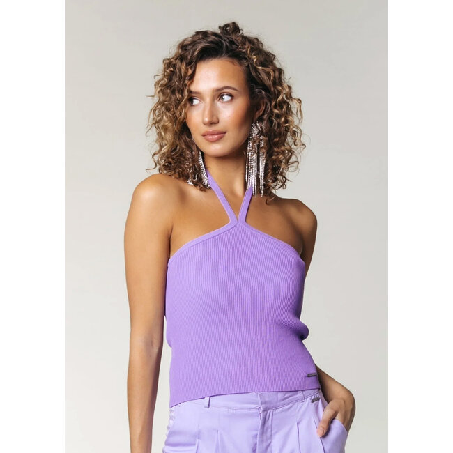 COLOURFUL REBEL Jona Fine Knit Haltertop | Dark Lavender