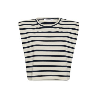 CO'COUTURE Classic Stripe Crop Tee Off White