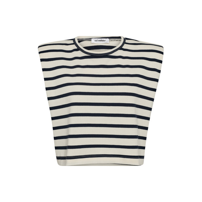 CO'COUTURE Classic Stripe Crop Tee Off White