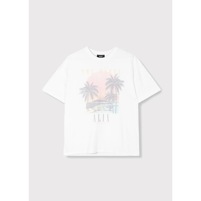 ALIX THE LABEL Palmtree T-shirt Soft White