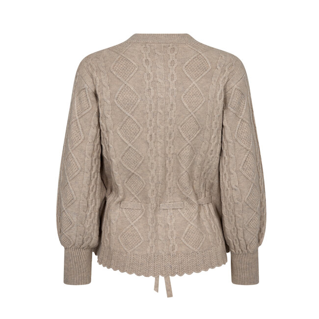 CO'COUTURE Row cable Tie Cardigan Bone