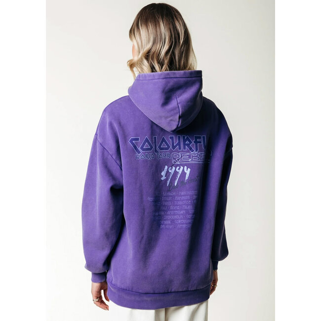 COLOURFUL REBEL Concert Acid Wash Clean Hoodie Liberty Purple