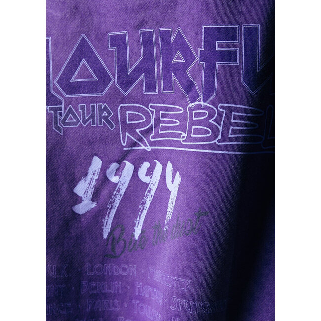 COLOURFUL REBEL Concert Acid Wash Clean Hoodie Liberty Purple