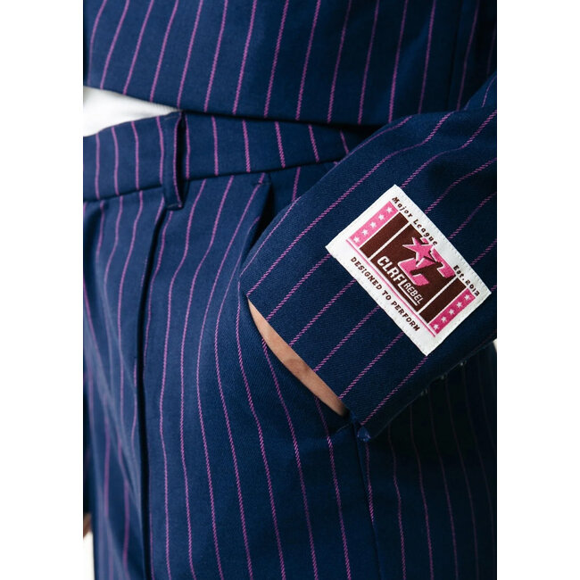 COLOURFUL REBEL Winoah Pinstripe Cropped Blazer Drank Blue