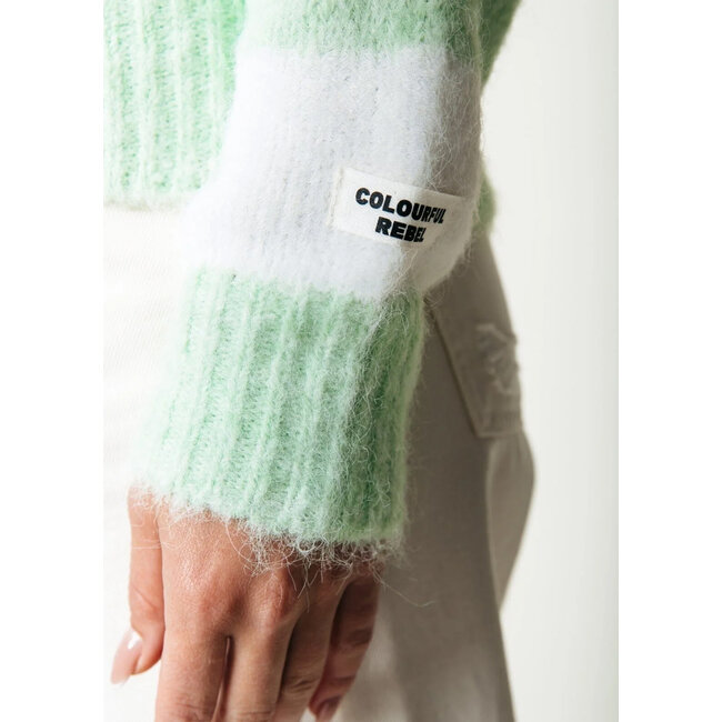 COLOURFUL REBEL Olivia Stripe Crewneck Knitted Sweater