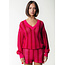 COLOURFUL REBEL Lizza Crochet Stirpe V-Neck Sweater Bright Pink