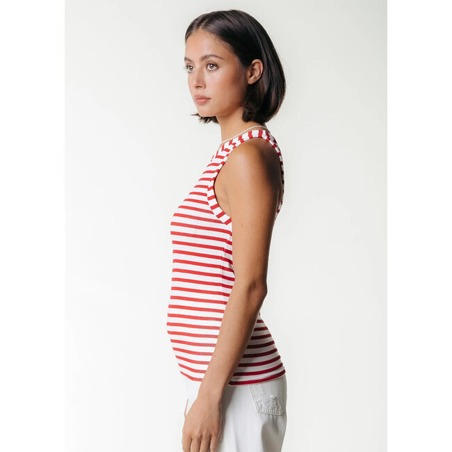 COLOURFUL REBEL Sachi Striped Tanktop Poppy Red