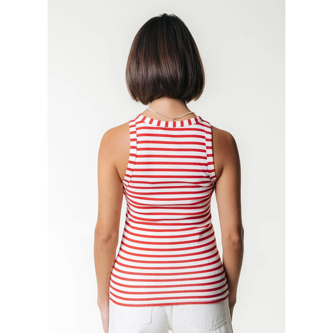 COLOURFUL REBEL Sachi Striped Tanktop Poppy Red