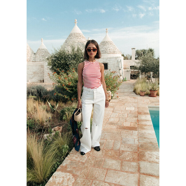 COLOURFUL REBEL Sachi Striped Tanktop Poppy Red