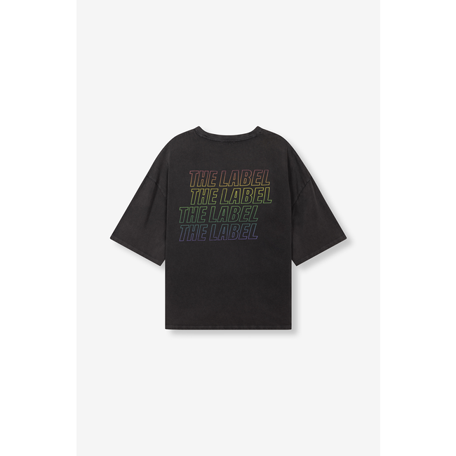 ALIX THE LABEL Knitted Print T-shirt Charcoal Grey