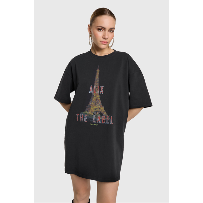 ALIX THE LABEL Paris T-shirt Dress Charoal Grey