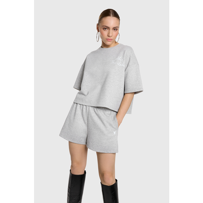 ALIX THE LABEL Knitted Sweat Short light Grey