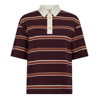 CO'COUTURE Augusta Stripe Polo Tee Winered