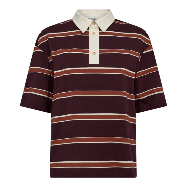 CO'COUTURE Augusta Stripe Polo Tee Winered