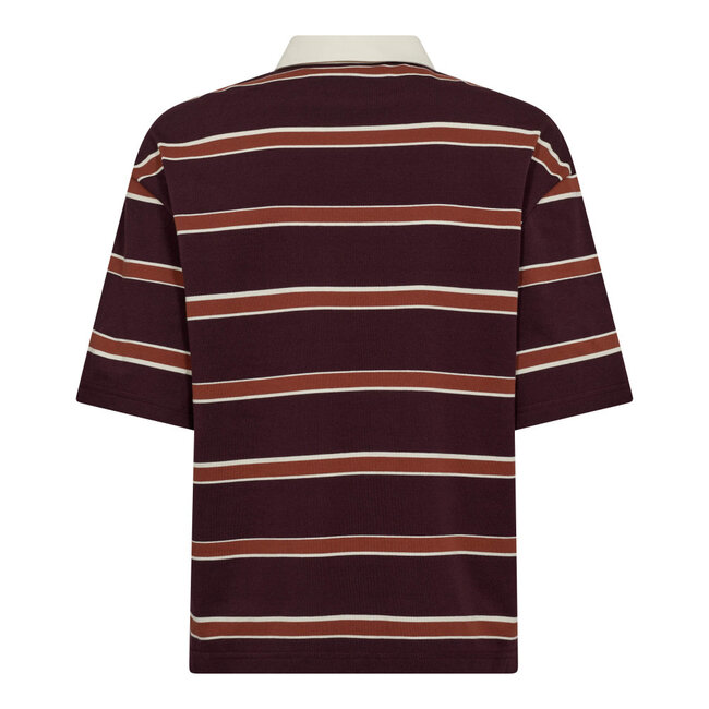 CO'COUTURE Augusta Stripe Polo Tee Winered