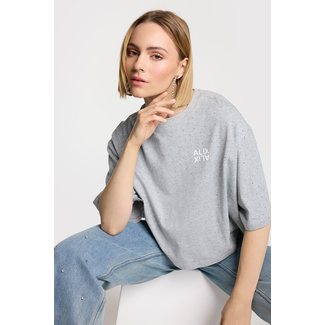 ALIX THE LABEL Knitted Studded T-Shirt Soft Grey