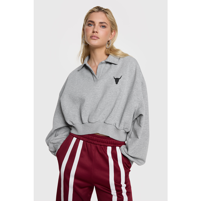 ALIX THE LABEL Knitted Polo Sweater Soft Grey