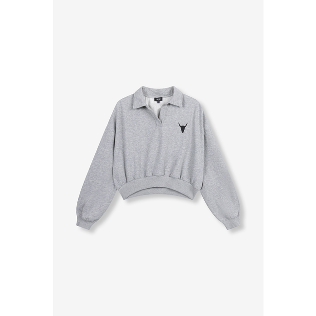 ALIX THE LABEL Knitted Polo Sweater Soft Grey