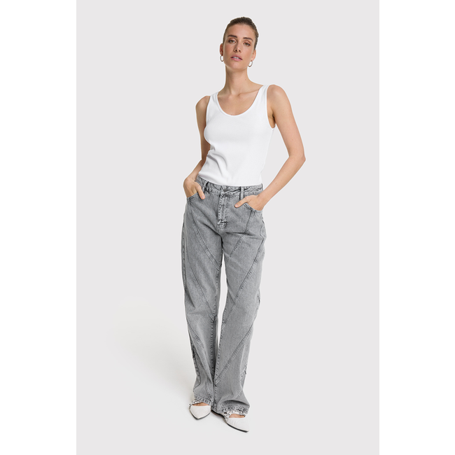 ALIX THE LABEL Cutseams Denim Pants Grey Washed