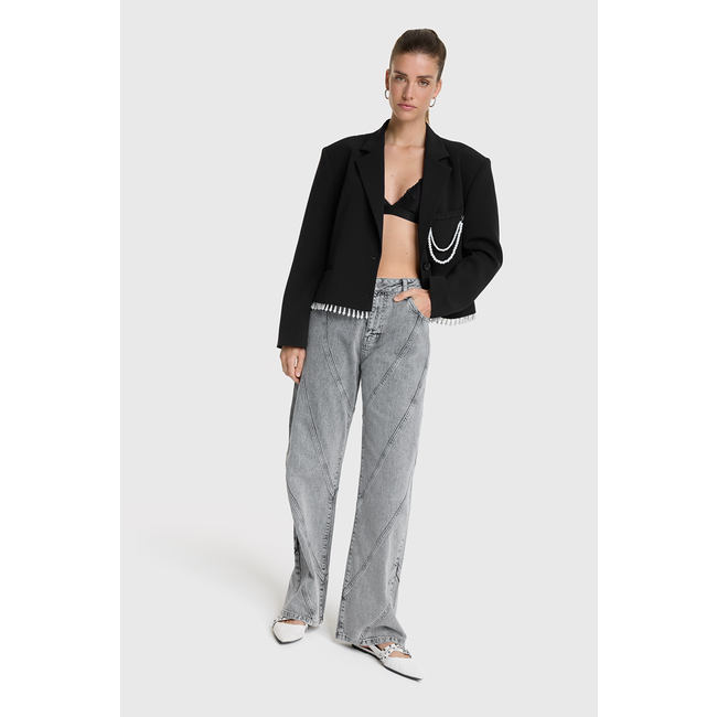 ALIX THE LABEL Cutseams Denim Pants Grey Washed