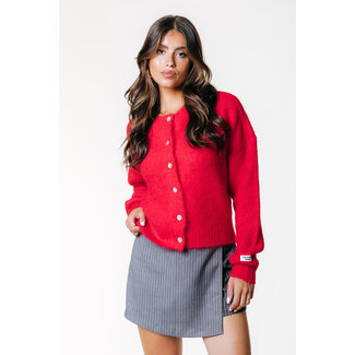 COLOURFUL REBEL Yara Knitted Cardigan Warm Red