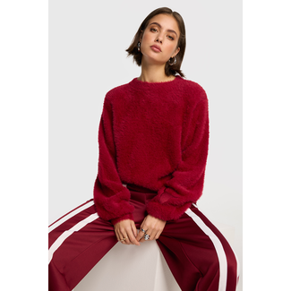 ALIX THE LABEL Knitted Mohair Pullover Bordeaux
