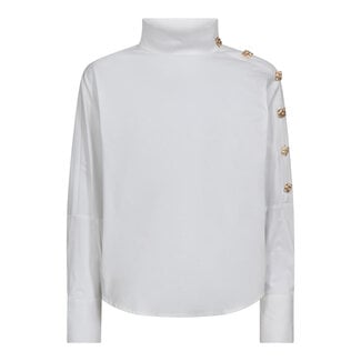 CO'COUTURE Sanna Asym Button Blouse White