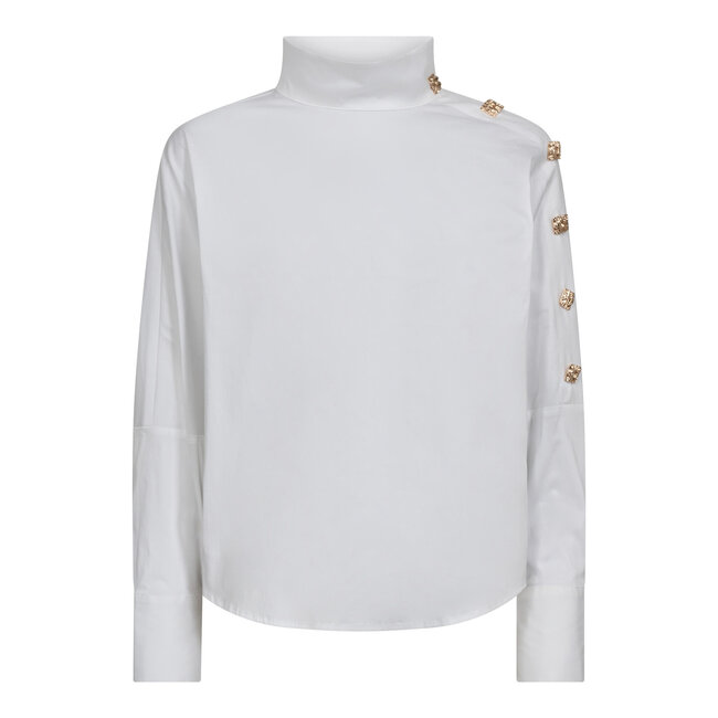 CO'COUTURE Sanna Asym Button Blouse White