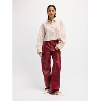 REFINED DEPARTMENT Vegan Leather Wide Leg Pants Esmee Bordeaux