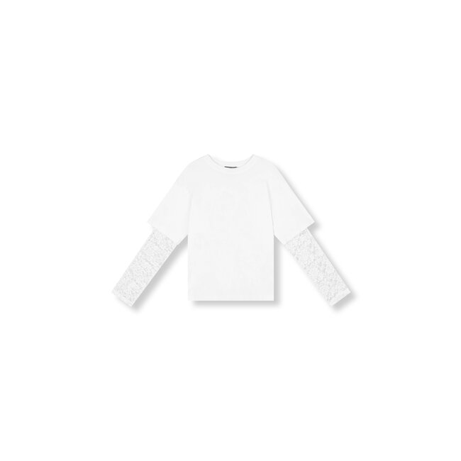 REFINED DEPARTMENT Teddy  Lace Sleeve Shirt White