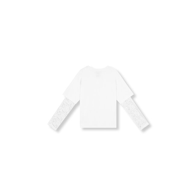 REFINED DEPARTMENT Teddy  Lace Sleeve Shirt White
