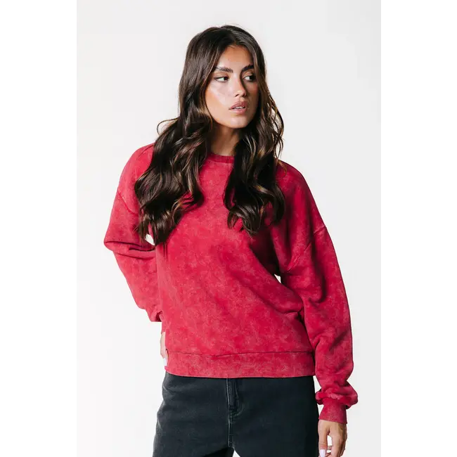COLOURFUL REBEL Rebel Braid Acid Wash Dropped Shoulder Sweat