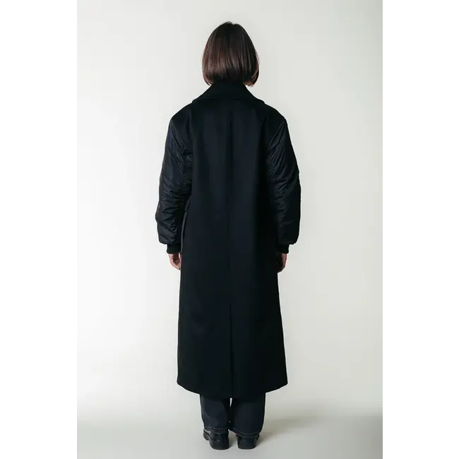 COLOURFUL REBEL Ada Contrast Wool long Coat Black