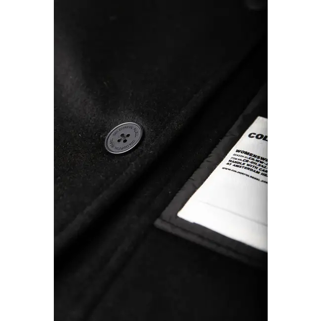 COLOURFUL REBEL Ada Contrast Wool long Coat Black