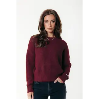 COLOURFUL REBEL Olivia Crewneck Knitted Sweater Bordeaux