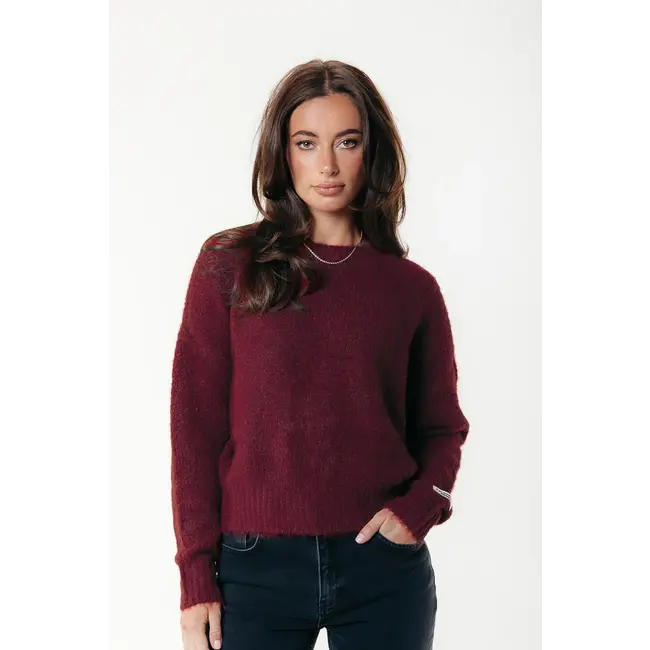 COLOURFUL REBEL Olivia Crewneck Knitted Sweater Bordeaux