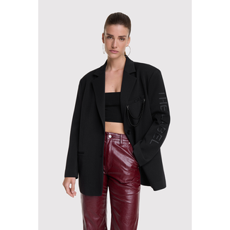 ALIX THE LABEL Woven Grandad Blazer Black