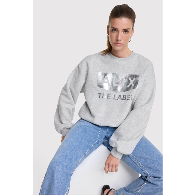 ALIX THE LABEL Foil Logo Sweater Soft Grey Melange