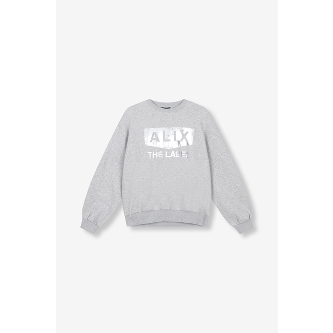 ALIX THE LABEL Foil Logo Sweater Soft Grey Melange