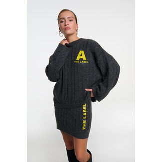 ALIX THE LABEL Knitted Cable Jumper Atracite Melange