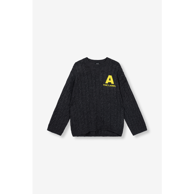 ALIX THE LABEL Knitted Cable Jumper Atracite Melange
