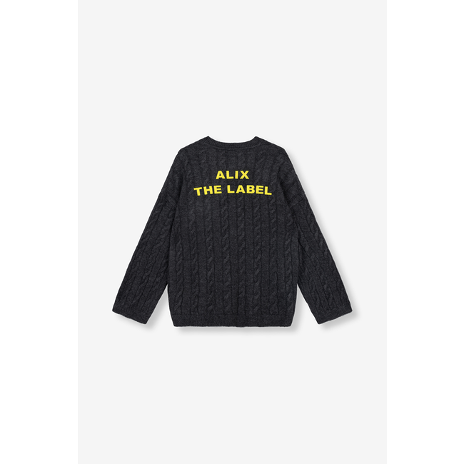 ALIX THE LABEL Knitted Cable Jumper Atracite Melange