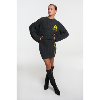 ALIX THE LABEL Knitted Cable Skirt Antracite Melange