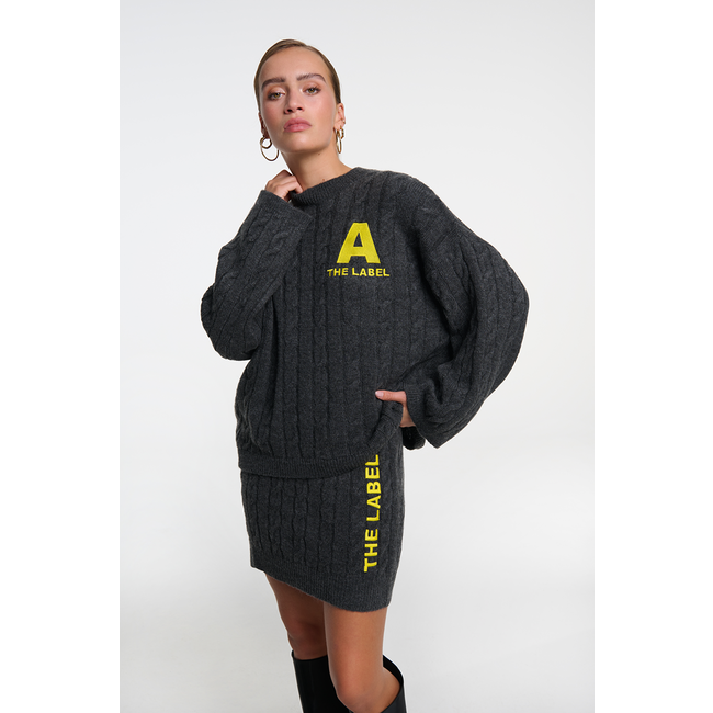 ALIX THE LABEL Knitted Cable Skirt Antracite Melange