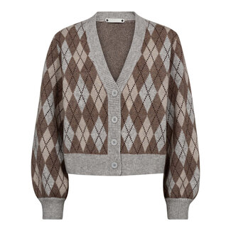 CO'COUTURE Row Check Cardigan Walnut